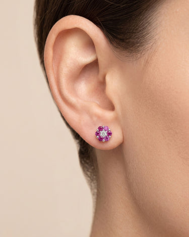 Pendientes Margaux rubí y diamante, oro blanco