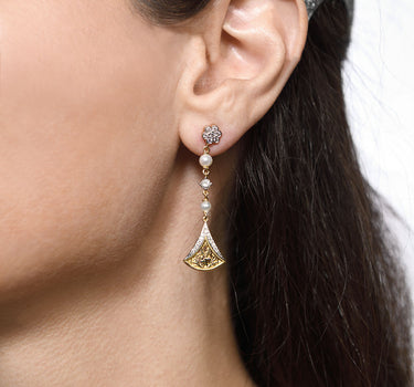 Pendientes Medina diamantes y perlas, oro