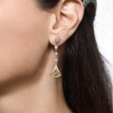 Pendientes Medina diamantes y perlas, oro