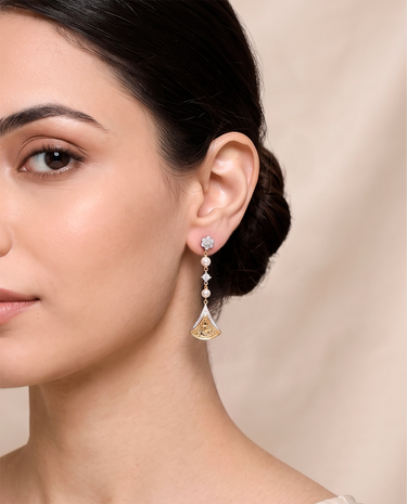 Pendientes Medina diamantes y perlas, oro