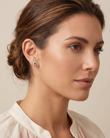 Pendientes Mini Beauty esmeraldas y diamantes, oro blanco