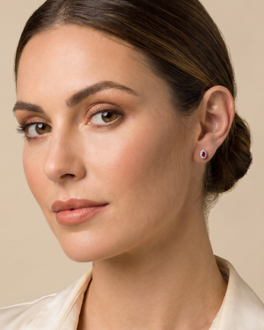 Pendientes Mini Beauty rubíes y diamantes, oro blanco