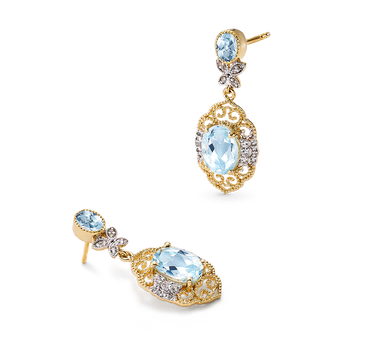 Pendientes Mini Blonda topacios, plata dorada