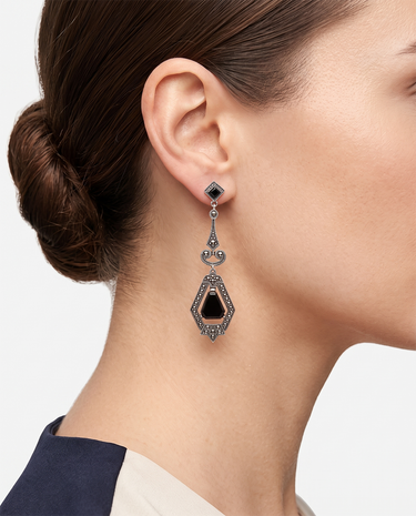 Pendientes Neru Ónix, plata