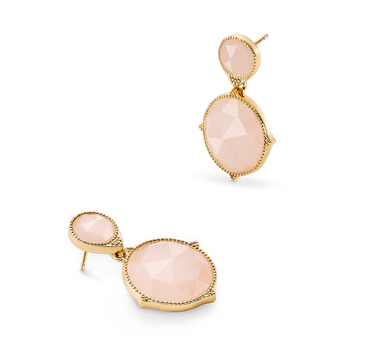 Pendientes Ninfa cuarzo rosa, plata dorada