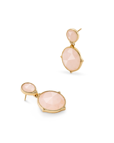 Pendientes Ninfa cuarzo rosa, plata dorada