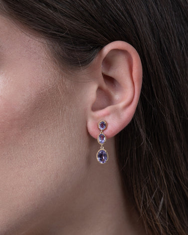 Pendientes Oval amatista, plata dorada