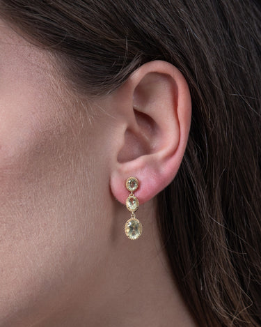 Pendientes Oval cuarzo limón, plata dorada