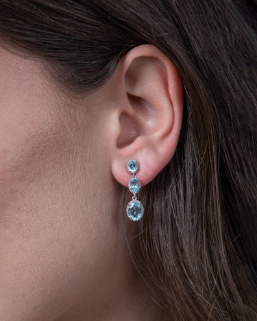 Pendientes Oval topacio azul, plata