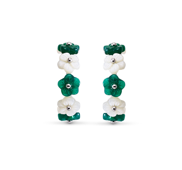 Pendientes Puccini nácar y ágata verde, plata