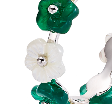 Pendientes Puccini nácar y ágata verde, plata