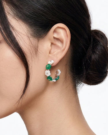 Pendientes Puccini nácar y ágata verde, plata