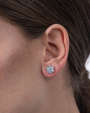 Pendientes Rosetón topacios azules, plata