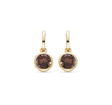 Pendientes Sara cuarzo fumé, plata dorada