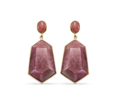 Pendientes Sidney cuarzo rojo, plata dorada