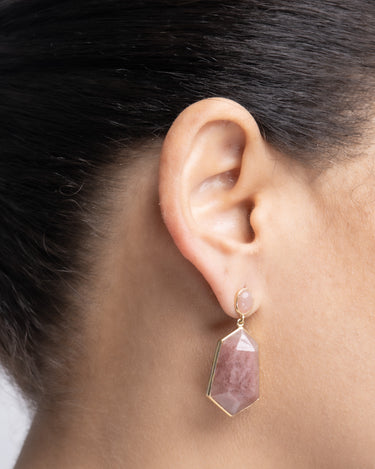 Pendientes Sidney cuarzo rojo, plata dorada