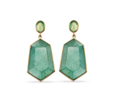 Pendientes Sidney cuarzo verde, plata dorada