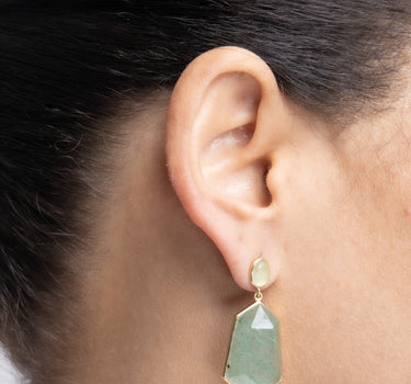 Pendientes Sidney cuarzo verde, plata dorada