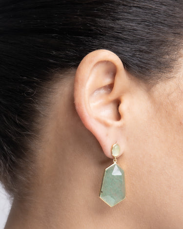 Pendientes Sidney cuarzo verde, plata dorada