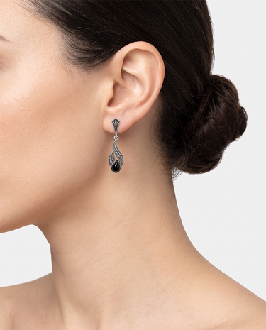 Pendientes Tian Ónix, plata