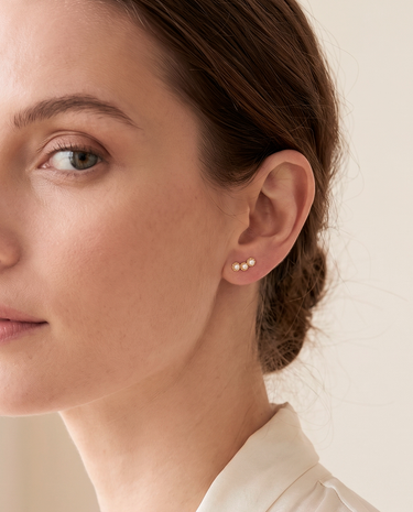 Pendientes Trio perlas, oro 9K
