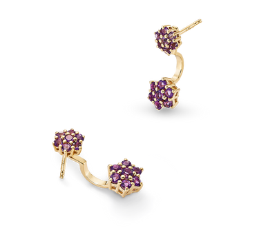 Pendientes Tul amatistas, plata dorada