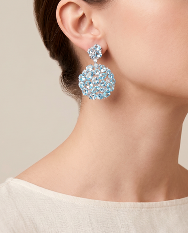 Pendientes Tutti Frutti topacios azules, plata