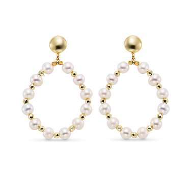 Pendientes Verdi perlas, plata dorada