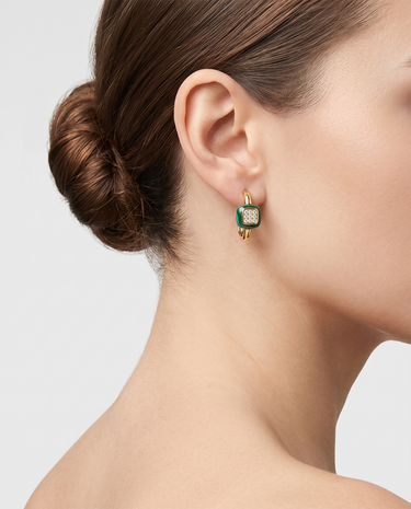 Pendientes Zid malaquita, plata dorada