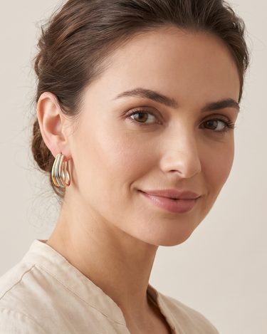 Pendientes aros tricolor, oro