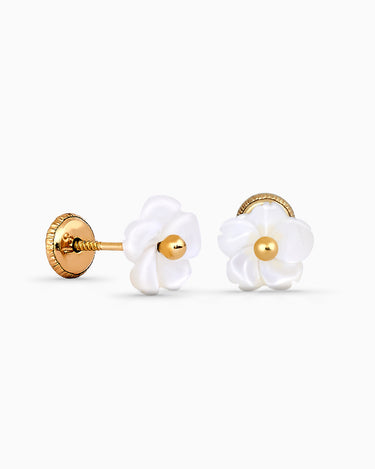 Pendientes nácar 8 mm, oro