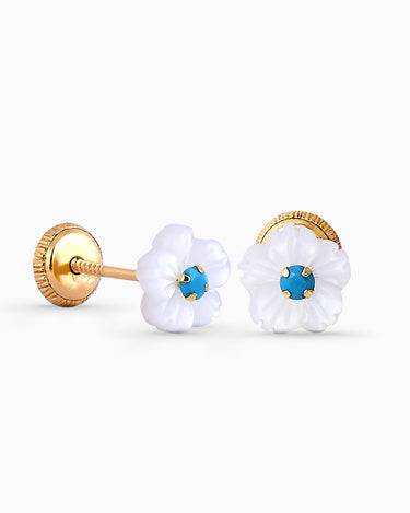 Pendientes nácar y turquesa, oro