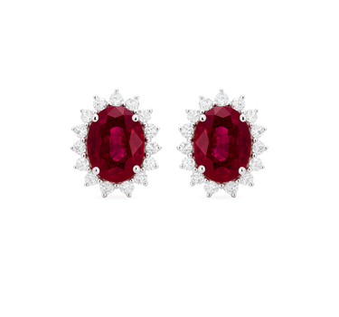 Pendientes rubíes y diamantes, oro blanco