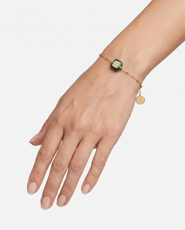Pulsera Atlas malaquita, plata dorada