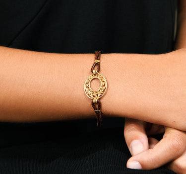 Pulsera Mexuar cuero, oro