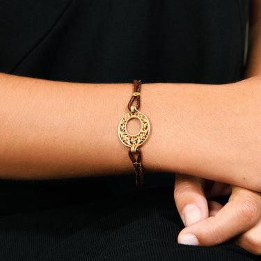 Pulsera Mexuar cuero, oro