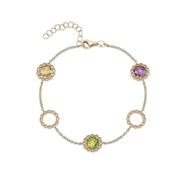 Pulsera Sevilla citrino, amatista y peridoto, oro