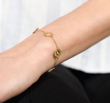 Pulsera Sevilla citrino, amatista y peridoto, oro