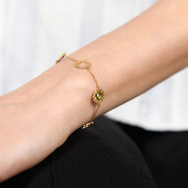 Pulsera Sevilla citrino, amatista y peridoto, oro