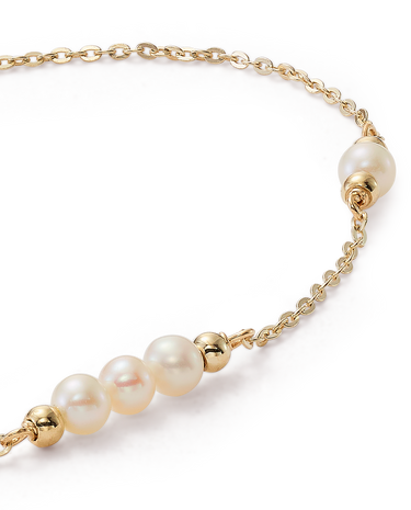 Pulsera Trio perlas, oro 9K
