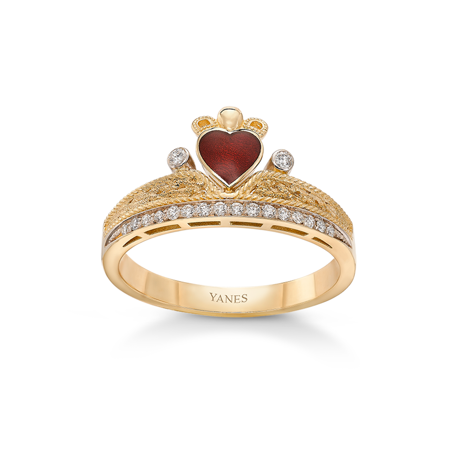 Anillo Claddagh esmalte y diamantes, oro – Yanes - Main Image