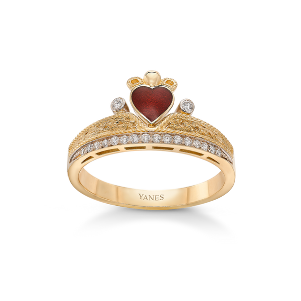 Anillo Claddagh esmalte y diamantes, oro – Yanes