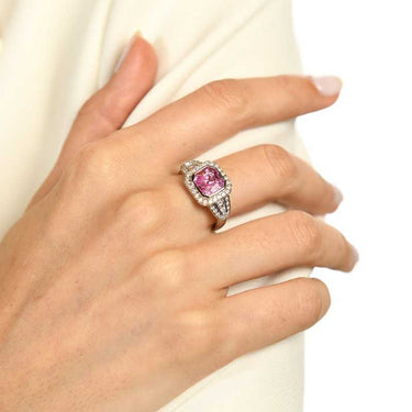 Anillo Diana Zafiros rosas y diamantes, oro blanco