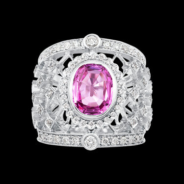 Anillo Holgín, Zafiro Rosa y Diamantes