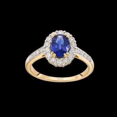 Mini Ceylon ring, sapphire and diamonds