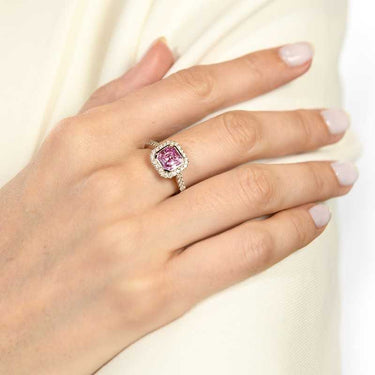Anillo Mini Diana, Zafiros Rosas y Diamantes
