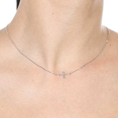 Colgante cruz Bimba diamantes, oro blanco