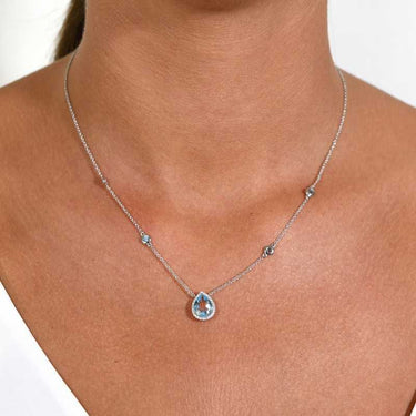 Colgante Victoria Drop, topacio azul y diamantes