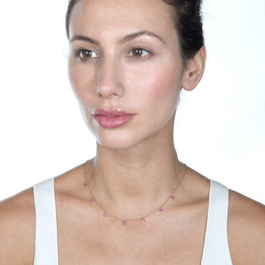 Collar Gargola chatones amatista, plata rosa
