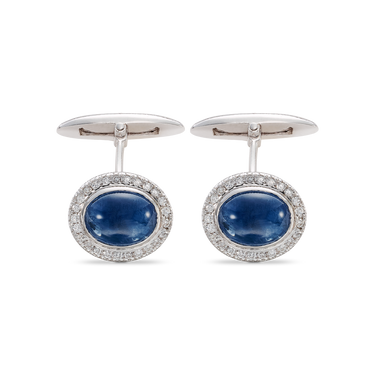 White gold, sapphire and diamond cufflinks